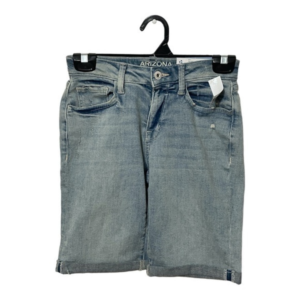 Arizona Jeans Womens Jean Shorts Bermuda 9" Denim Mid Rise Light Wash Size 0